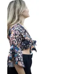 CROP TOP ΤΥΠΟΥ ΣΑΤΕΝ ΜΕ ΛΑΧΟΥΡ