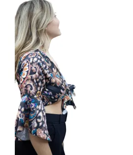 CROP TOP ΤΥΠΟΥ ΣΑΤΕΝ ΜΕ ΛΑΧΟΥΡ